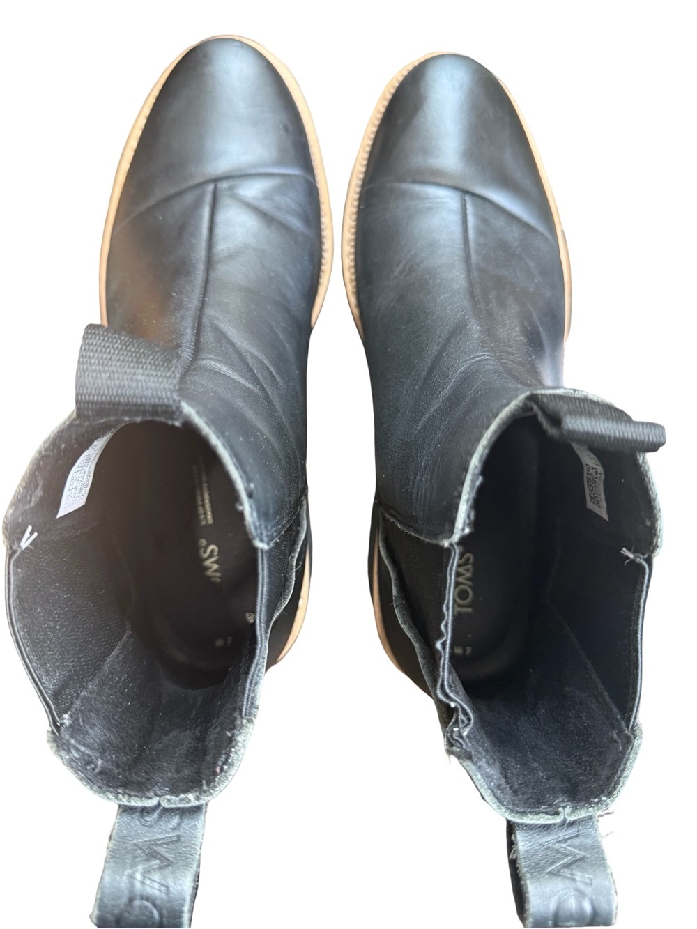 TOMS Dakota Black Leather Weather-Resistant Chelsea Boots Size 7 EUC - Picture 8 of 10